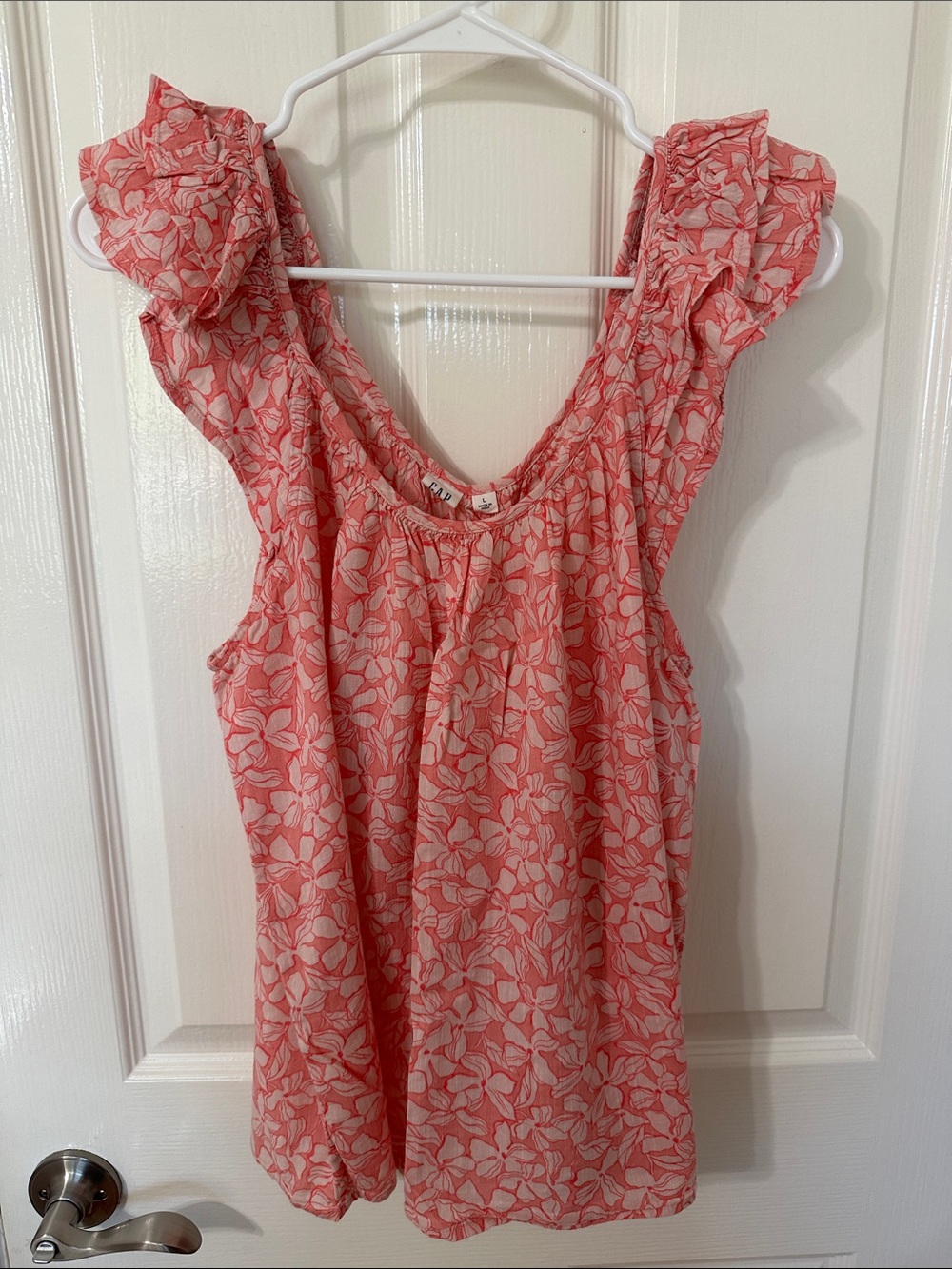 GAP Coral Pink Floral Ruffle Camisole